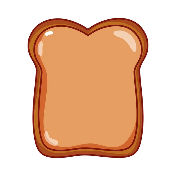 Завтрак продукты питания ломтик хлеба мультфильм изолированный значок — стоковый вектор