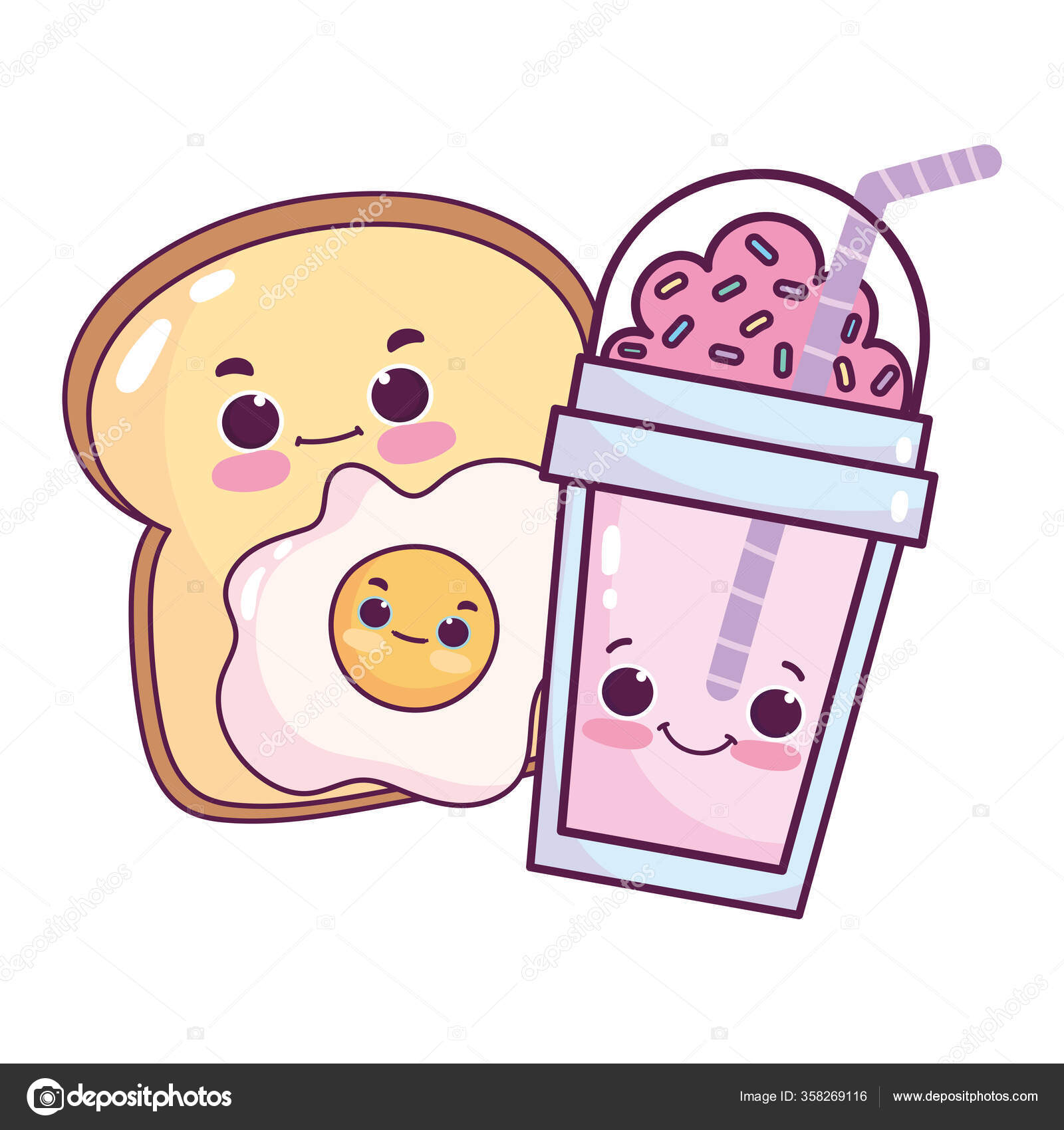 Comida Fofa Pão Doce Sobremesa Desenho Isolado Kawaii Ilustração do Vetor -  Ilustração de lanchonete, pastelaria: 177066419