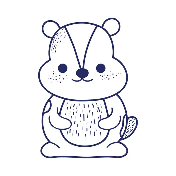 かわいいビーバー動物漫画孤立アイコンデザインラインスタイル — ストックベクタ