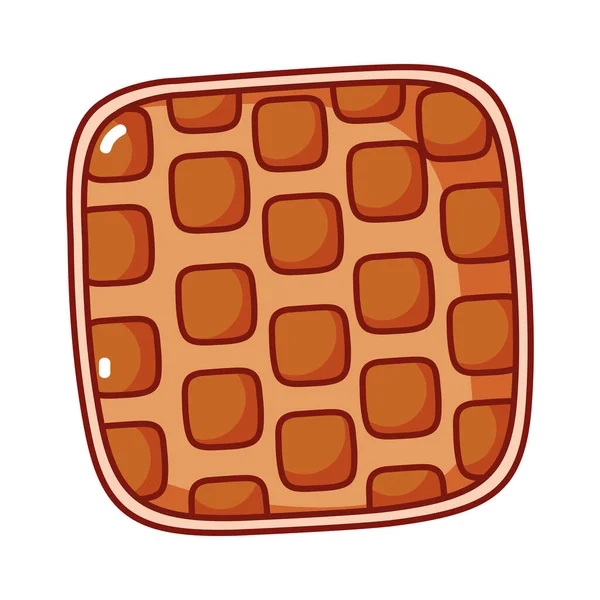 Pequeno-almoço comida waffle cartoon ícone isolado —  Vetores de Stock