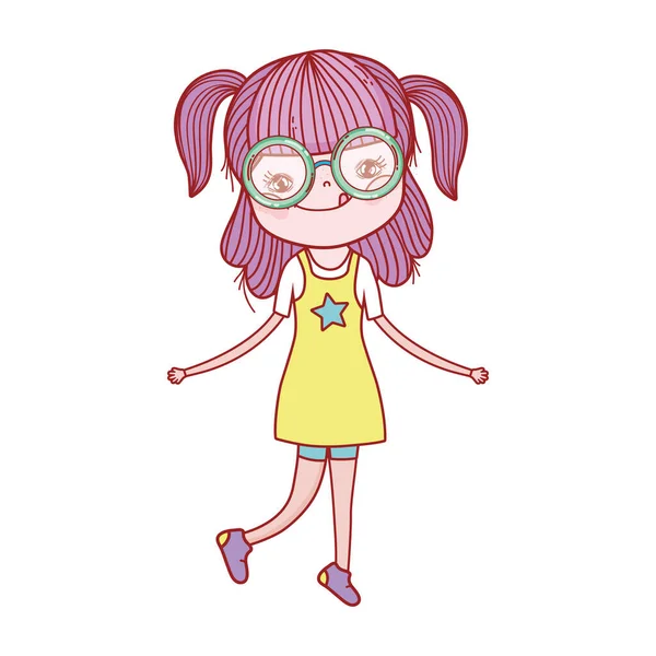 かわいい女の子立って漫画のキャラクター孤立したアイコンのデザイン — ストックベクタ