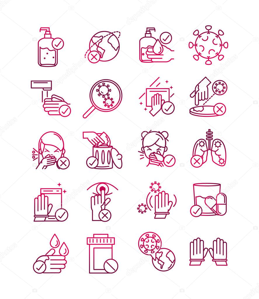 avoid and prevent spread of covid19 icons set gradient icon