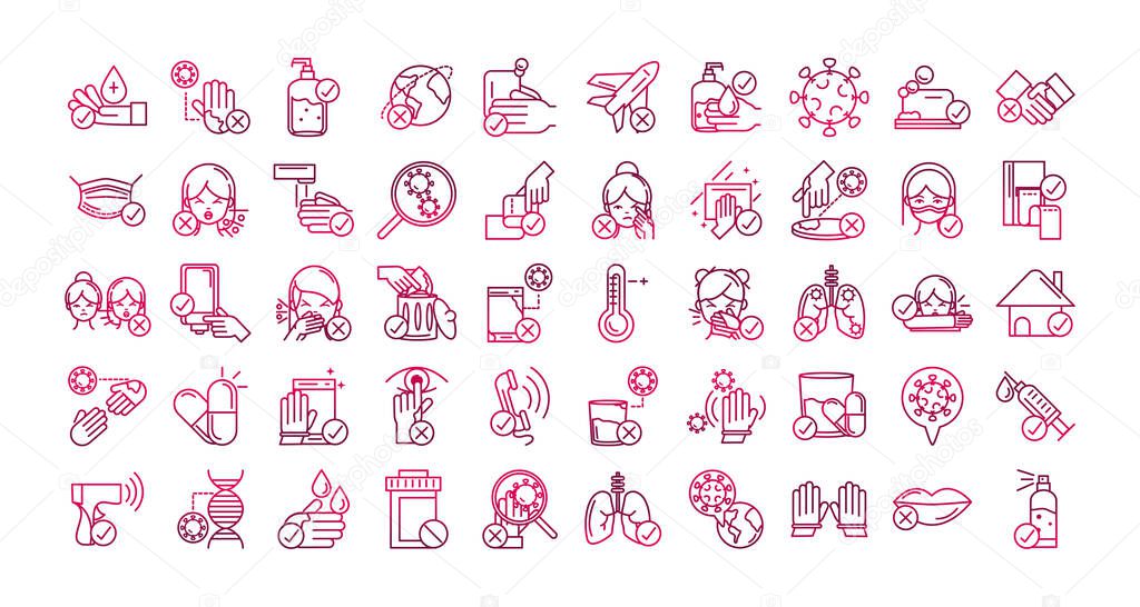 avoid and prevent spread of covid19 icons set gradient icon