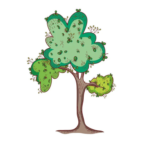 Ağaç yaprakları yeşillik karikatür izole ikon tasarımı bırakır — Stok Vektör