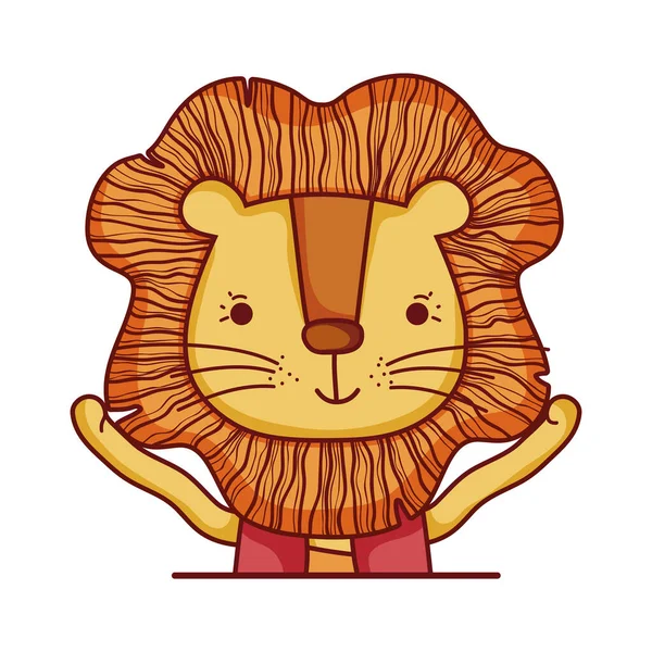 Lindo león animal dibujos animados aislado icono de diseño — Vector de stock