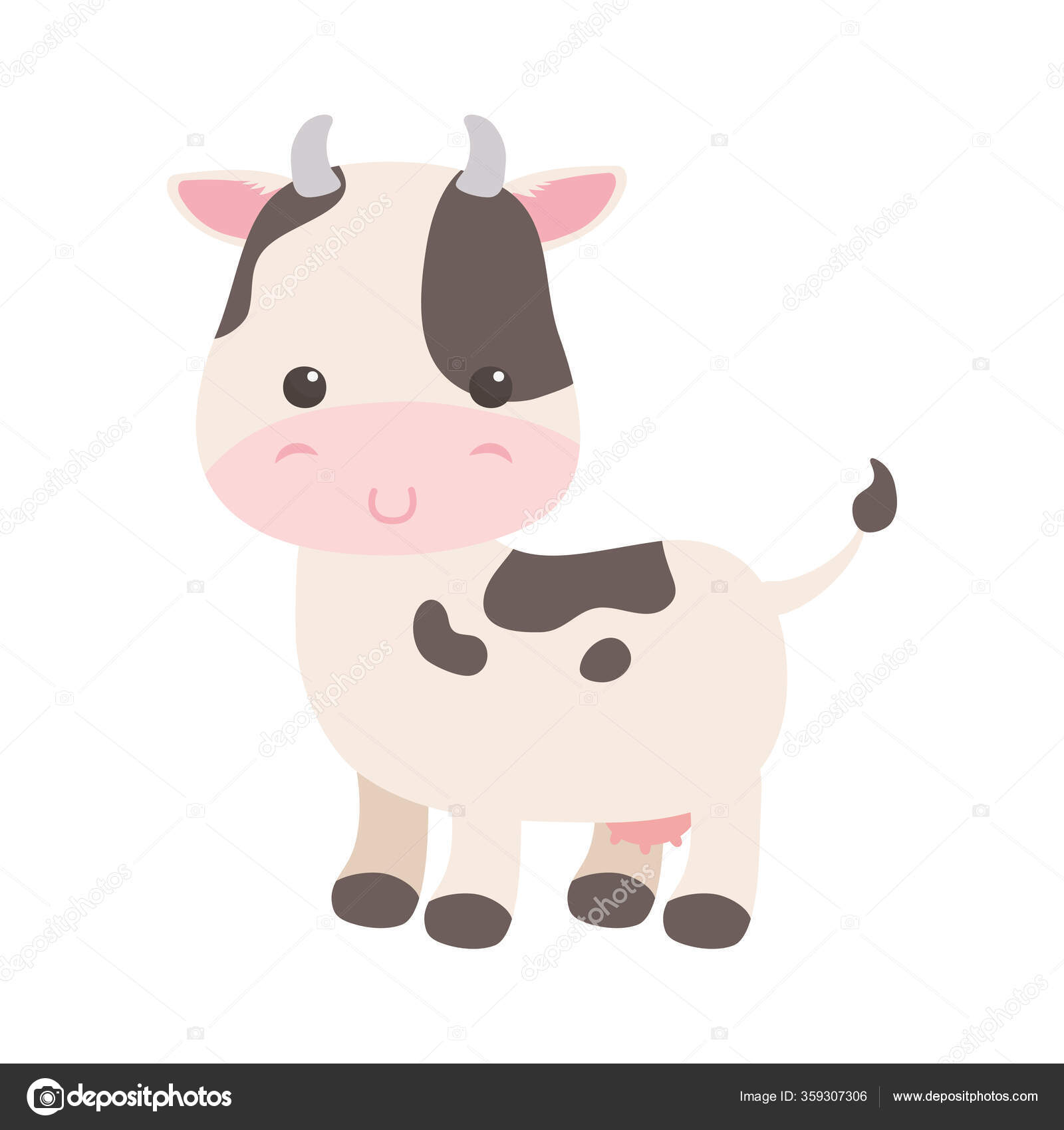Desenhos animados bonitos da vaca do kawaii no