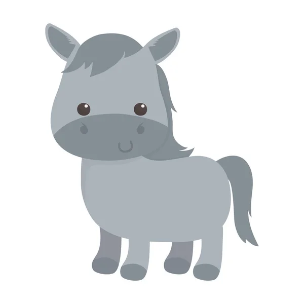 Carino piccolo cavallo cartone animato animale isolato icona design — Vettoriale Stock