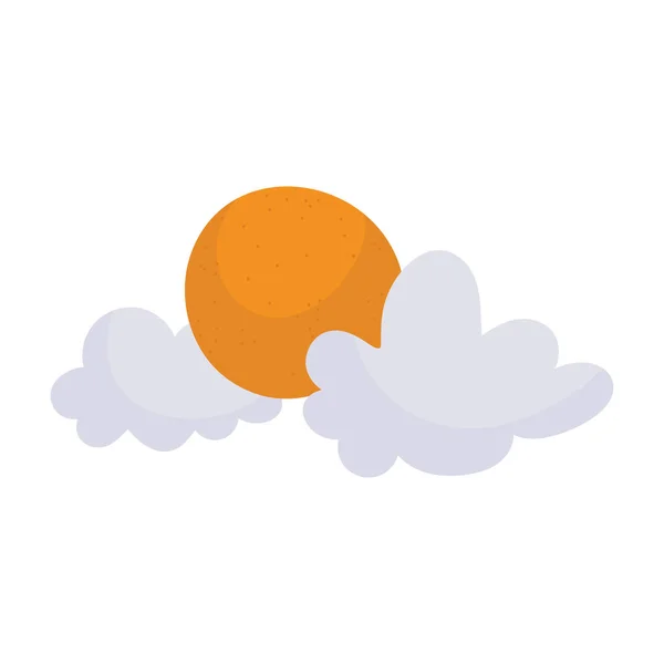 태양의 날씨 자연 고립 아이콘 디자인 라인 스타일 구름 — 스톡 벡터