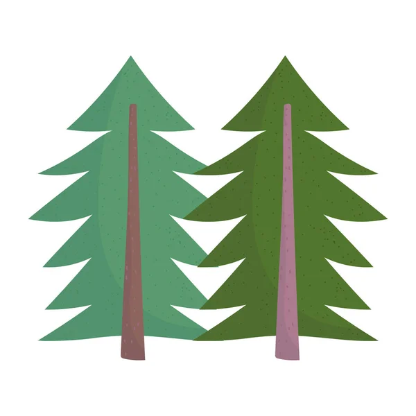 松树自然森林卡通孤立图标设计 — 图库矢量图片
