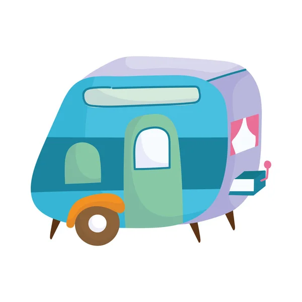 Camping remorque véhicule dessin animé isolé icône conception — Image vectorielle