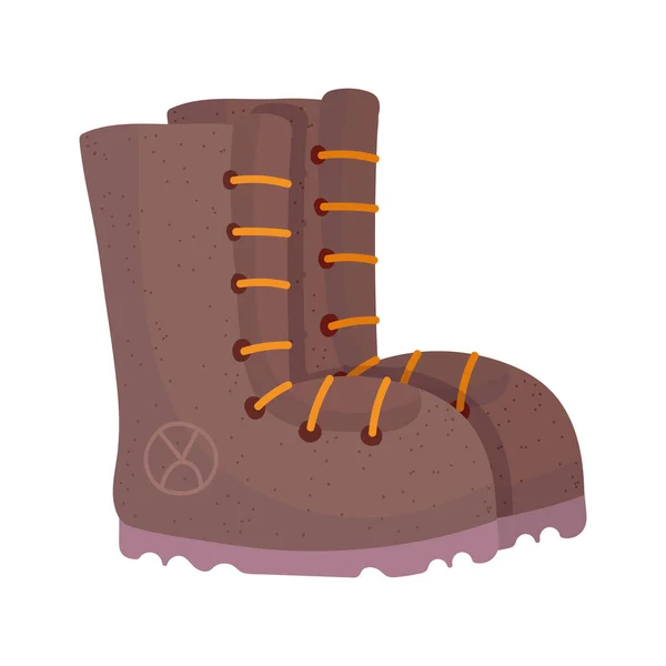 Camping boots footwear accessory isolated icon design — Stock Vector