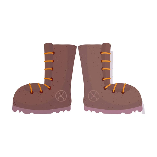 Camping boots footwear accessory isolated icon design — Stock Vector