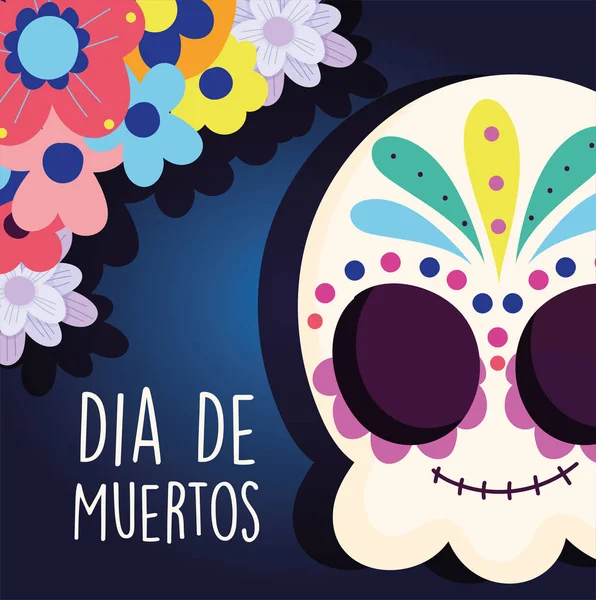 Tag der Toten, Catrina Blumen verzieren Dekoration traditionelle mexikanische Feier — Stockvektor