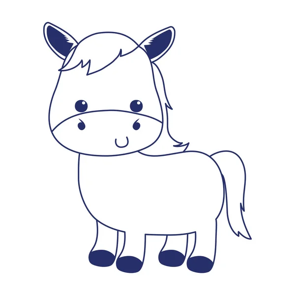 Lindo poco caballo dibujos animados animal aislado icono diseño línea estilo — Vector de stock