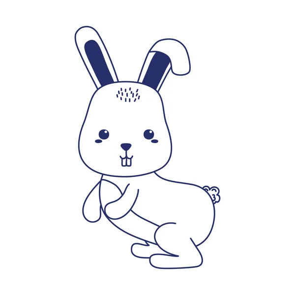 Słodkie mały królik zwierzę kreskówka izolowane ikona projekt linii styl — Wektor stockowy