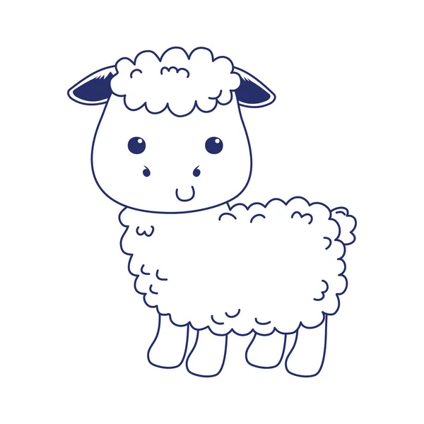 Bonito pequeno carneiro animal cartoon isolado ícone design linha estilo —  Vetores de Stock