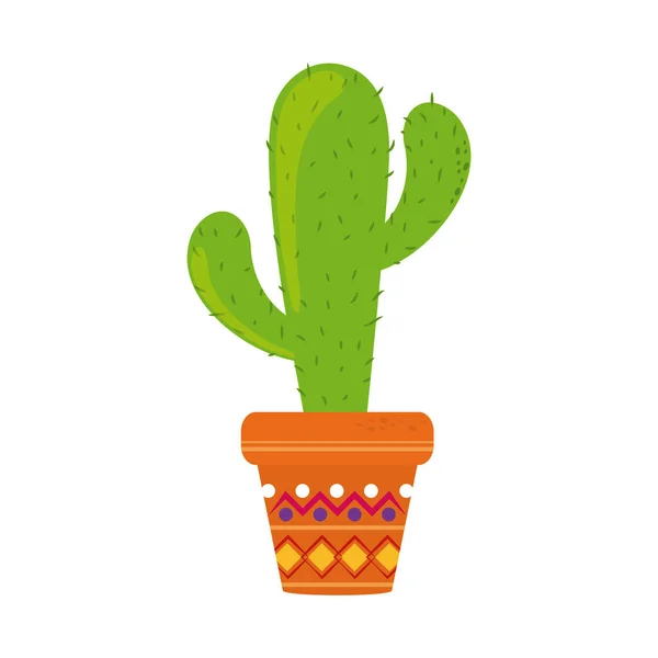 Pot de cactus décoration cinco de mayo mexicaine célébration icône de style plat — Image vectorielle