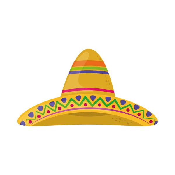 Tradiční klobouk cinco de mayo mexické oslavy plochý styl ikona — Stockový vektor