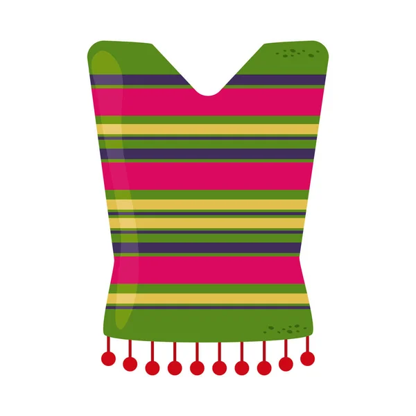 Полосатая пончо одежда традиционное cinco de mayo Мексиканский праздник икона плоский стиль — стоковый вектор
