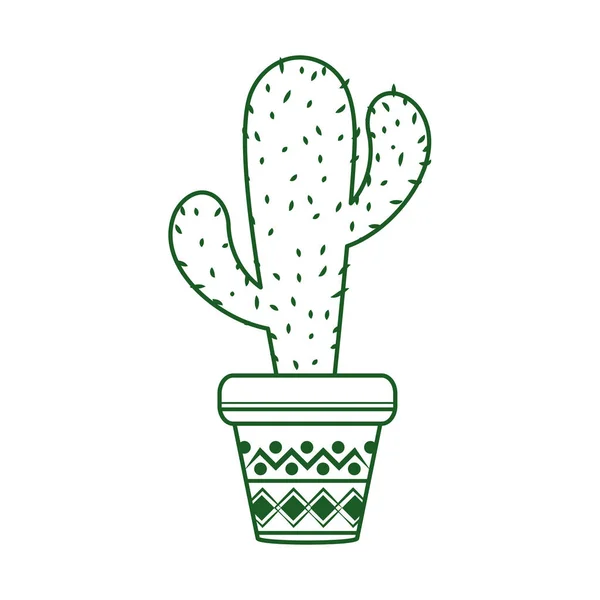 Krukväxter kaktus dekoration cinco de majo mexikanska firande linje stil ikon — Stock vektor