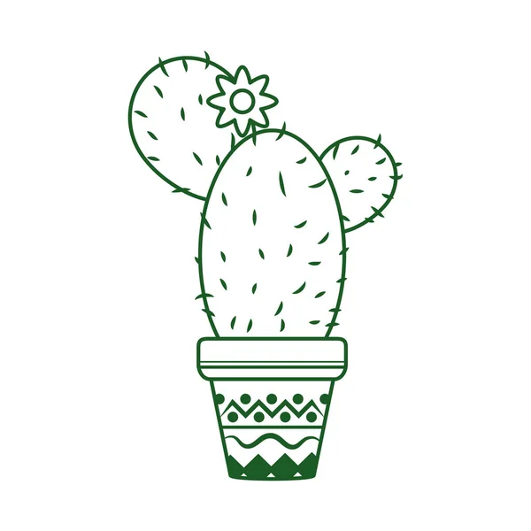 Cactus avec fleur en pot cinco de mayo mexicain célébration ligne style icône — Image vectorielle