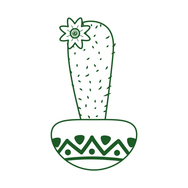 Кактус и цветок в горшок украшения Cinco де Майо праздник линии стиль — стоковый вектор