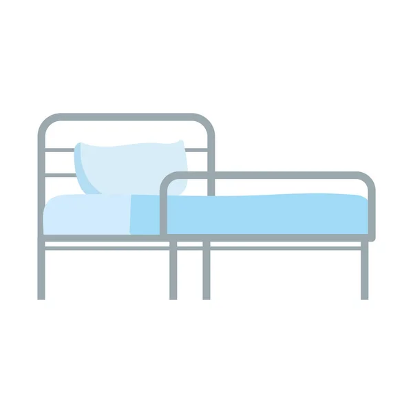 Cama de hospital con equipo de almohada icono aislado — Vector de stock