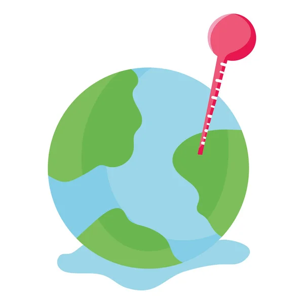 Welt Planet mit Thermometer Covid 19 Coronavirus Pandemie — Stockvektor
