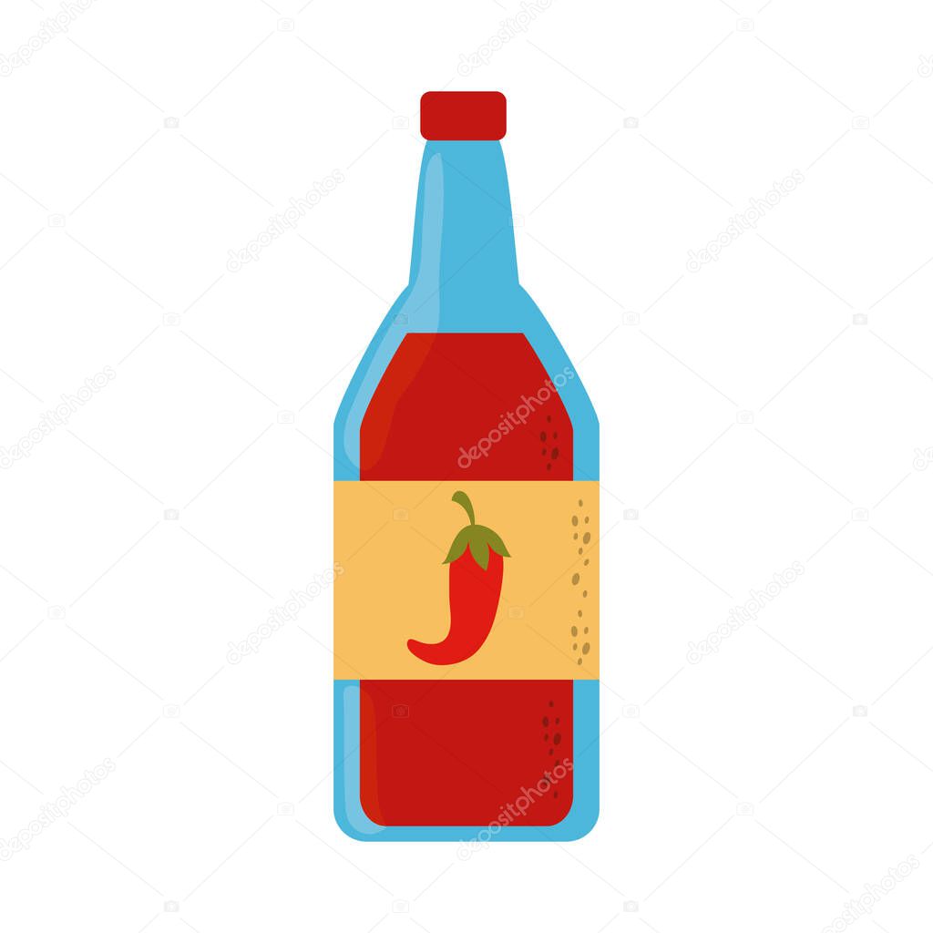 bottle pepper sauce cinco de mayo mexican celebration flat style icon