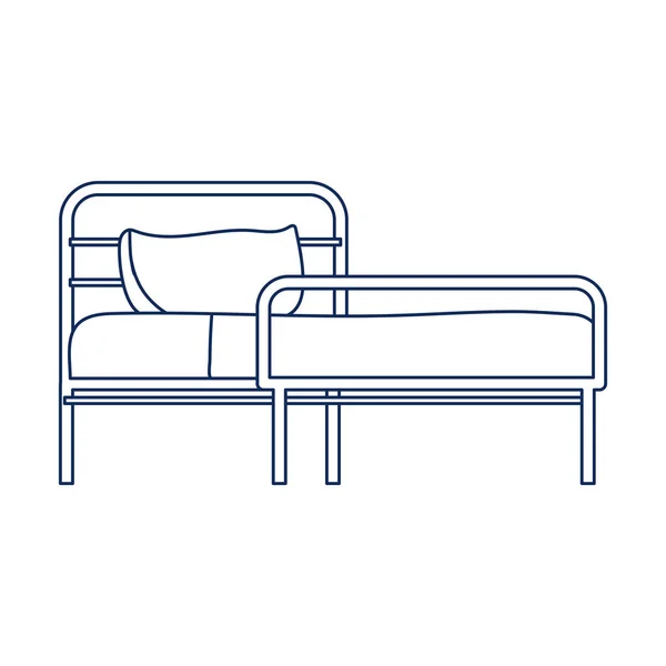 Lit d'hôpital avec oreiller isolée style icône ligne — Image vectorielle