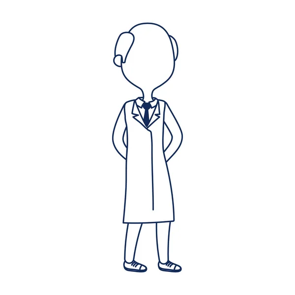 Plešatý lékař nosí uniformu covid 19 koronavirus pandemické linie styl — Stockový vektor