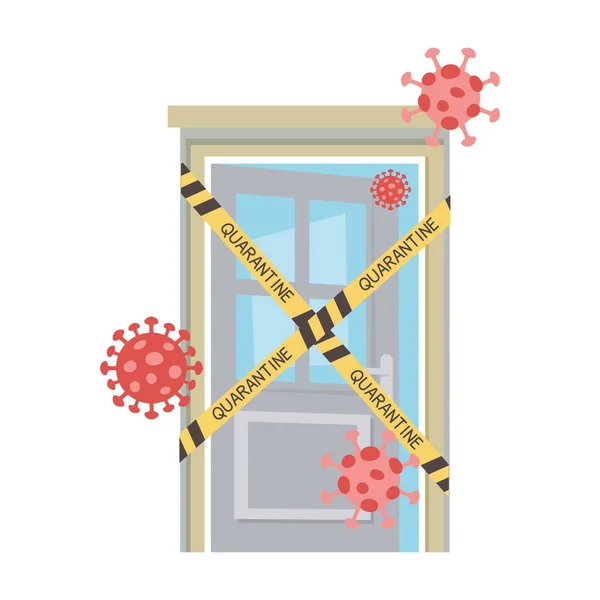 Covid 19 coronavirus pandémia, házi karantén elleni védelem vírus — Stock Vector