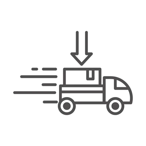 Fast truck cardboard box cargo shipping related delivery line style icon — Stock Vector