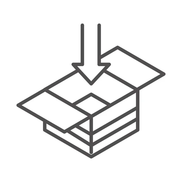 Abajo caja de cartón envío de carga relacionado con la línea de entrega icono de estilo — Vector de stock