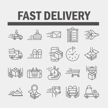 Hızlı teslimat kargo taşımacılığı ticaret ticaret simgeleri satır biçimi simgesi