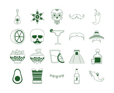 Cinco de mayonez Meksika Kutlama Partisi Ulusal İkonları Sıra Stili İkonları