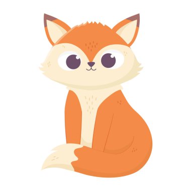 Sevimli küçük tilki oturan hayvan çizgi filmi izole ikon tasarımı