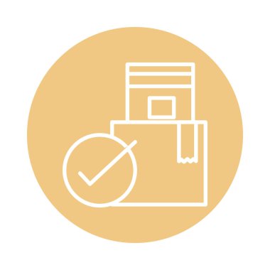 Karton kutular denetleniyor kargo taşımacılığı ile ilgili iletim bloğu simgesi