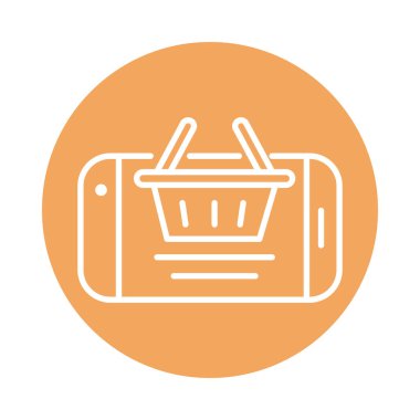 akıllı telefon sepeti çevrimiçi kargo dağıtım bloğu tarzı simge