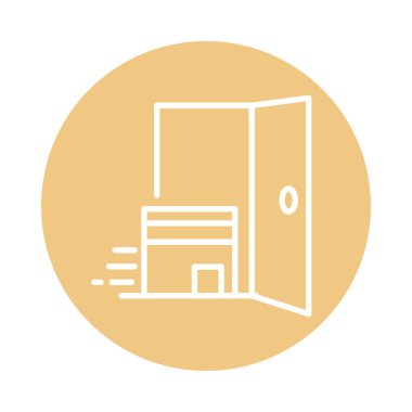 Kapıdaki kargo taşımacılığı ile ilgili teslimat bloğu simgesinde karton kutu