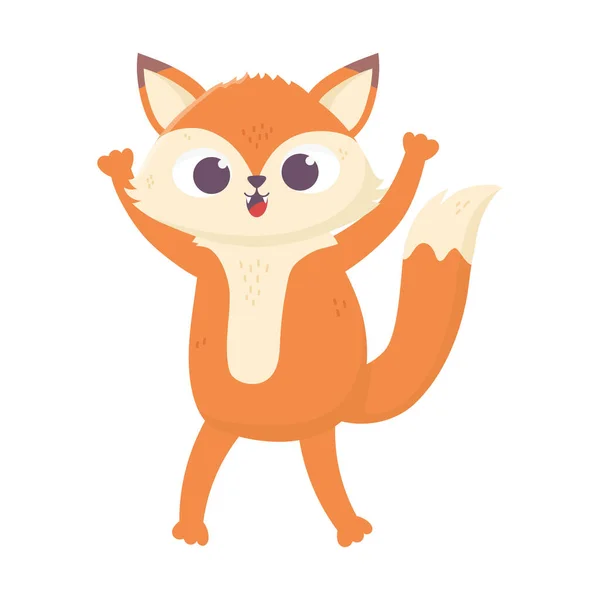 Ładny mały lis zwierzę kreskówka odizolowany projekt ikony — Wektor stockowy