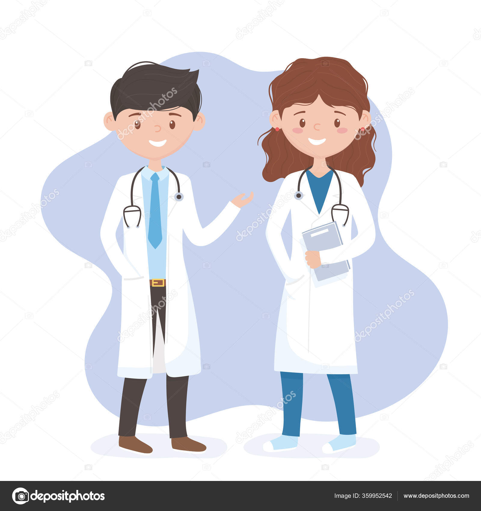 Equipe médica médicos masculinos e femininos personagens de desenhos  animados vector