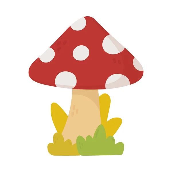 Mushroom leaves foliage nature botanical isolated icon — Stock Vector