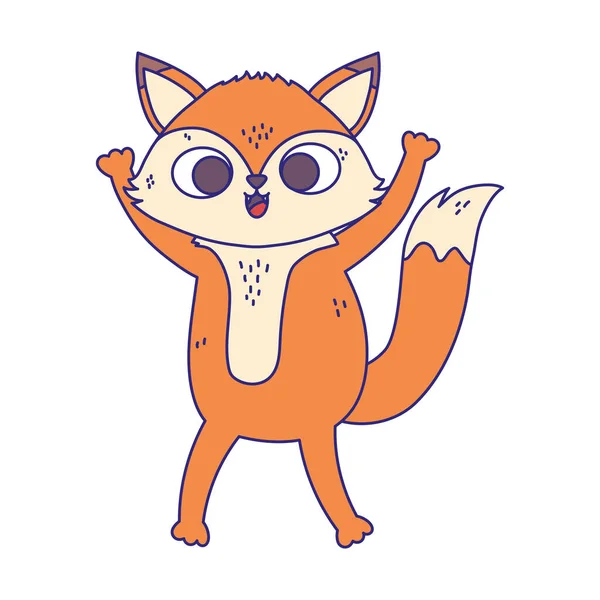 Ładny mały lis zwierzę kreskówka odizolowany projekt ikony — Wektor stockowy