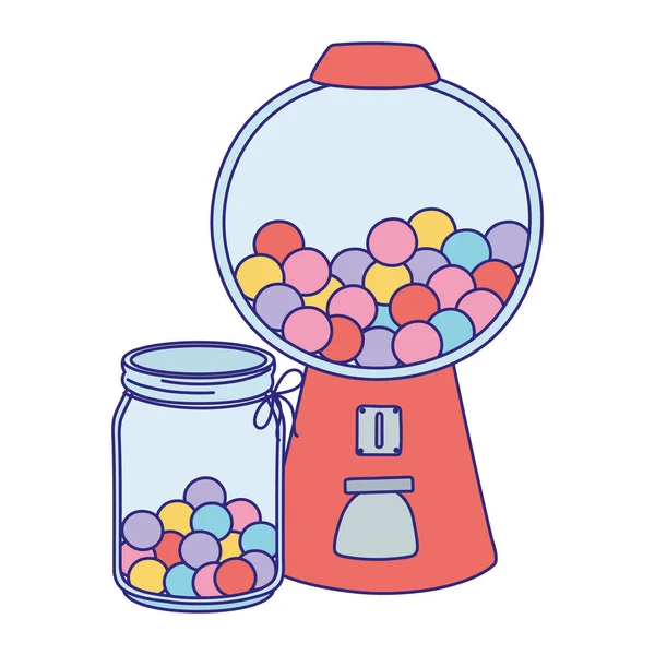 Dia feliz, máquina de goma caramelos desenhos animados — Vetor de Stock
