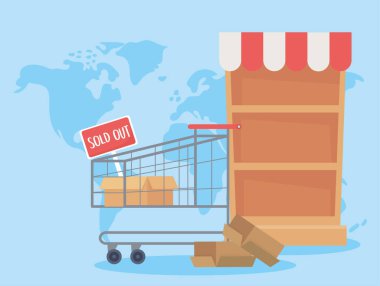 süpermarket boş raf ve kutular dünya krizi, aşırı alım