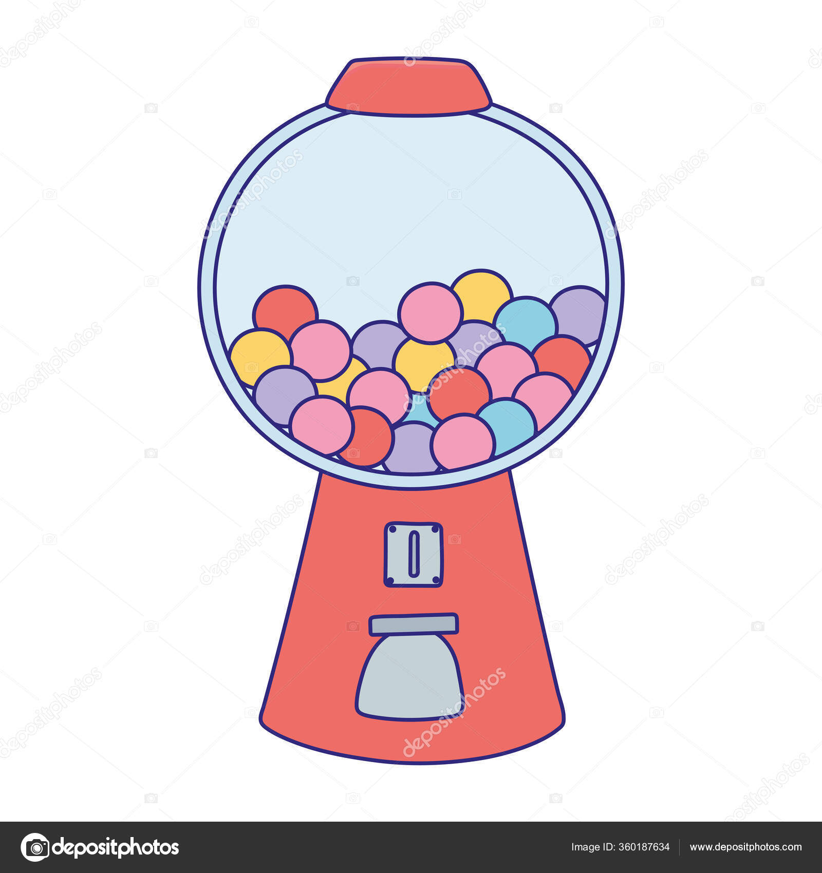 Gumball dispenser sweet candy confectionery isolated icon Stock Vector by  ©stockgiu 360187634, image size:1600x1700
