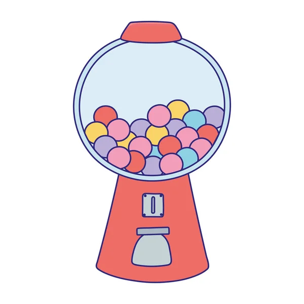 Gumball dispenser zoet snoep zoetwaren geïsoleerd pictogram — Stockvector