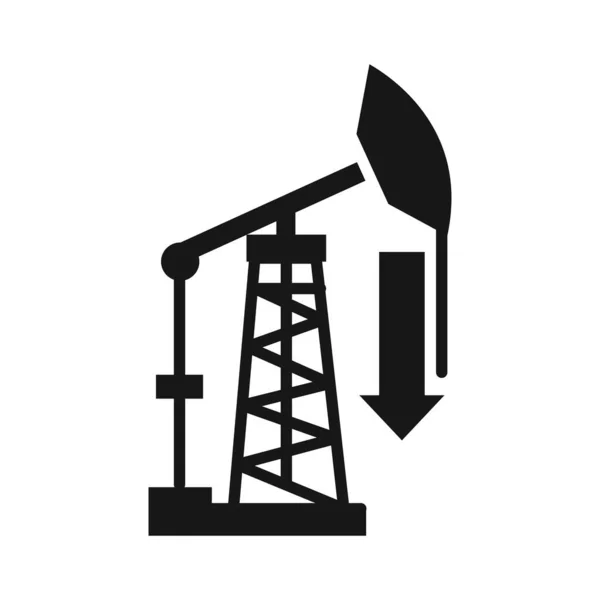 Equipamento de petróleo para baixo economia de crise de produção, ícone de estilo silhueta queda do preço do petróleo —  Vetores de Stock