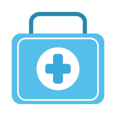 Çevrimiçi doktor, ilk yardım kiti tıbbi acil durum kovid 19, düz stil simgesi